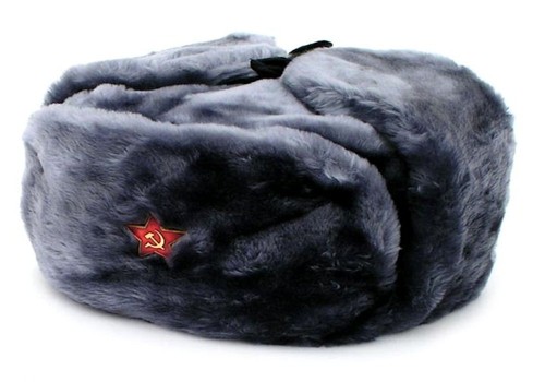 Authentic russian gray ushanka - russian,